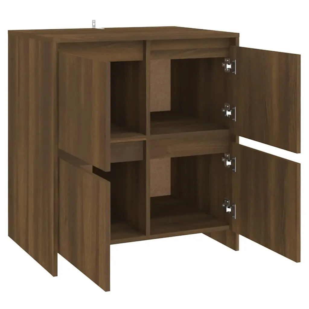 Sideboard with 4 Doors Brown Oak Storage Cabinet Buffet Furniture 70x41x75cm