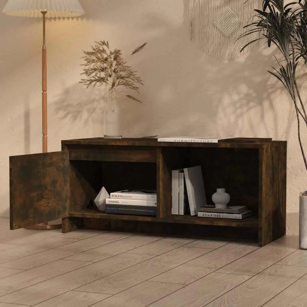 TV Cabinet Brown Lowboard Living Room Media Storage Unit with Door Compartment