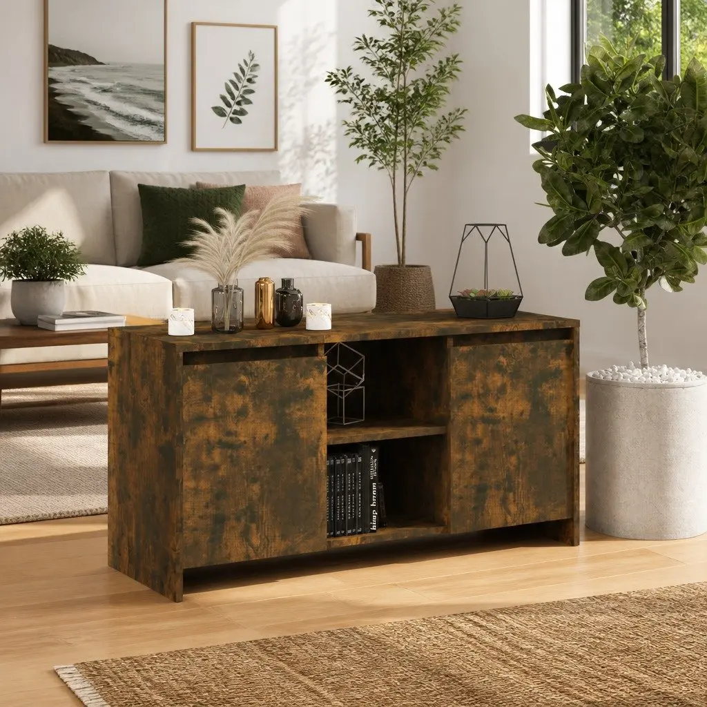 TV Cabinet Storage Unit for Living Room 102 x 37.5 x 52.5 cm Engineered Wood Brown Smoked Oak
