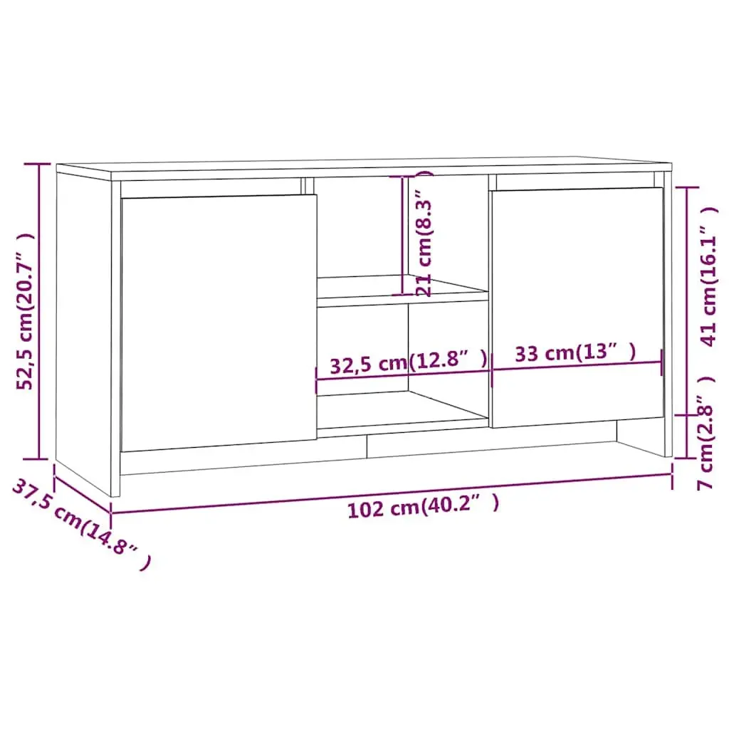TV Cabinet Storage Unit for Living Room 102 x 37.5 x 52.5 cm Engineered Wood Brown Smoked Oak