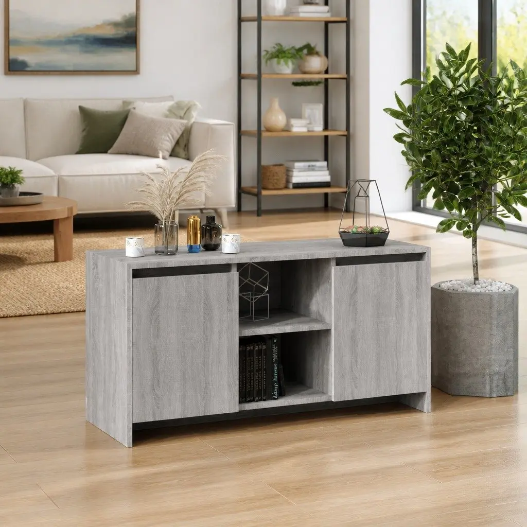 Grey Engineered Wood TV Cabinet