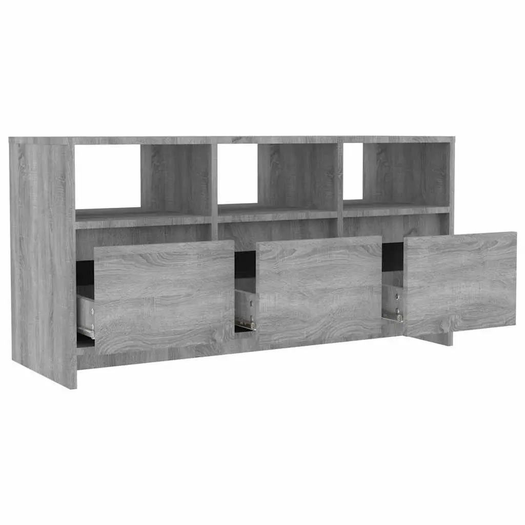 TV Cabinet Living Room Grey 102x37.5x52.5cm Storage Lowboard with Drawers