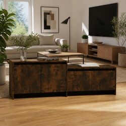TV Cabinet 4 Door Lowboard Storage Unit Living Room Furniture Smoked Oak 146.5cm