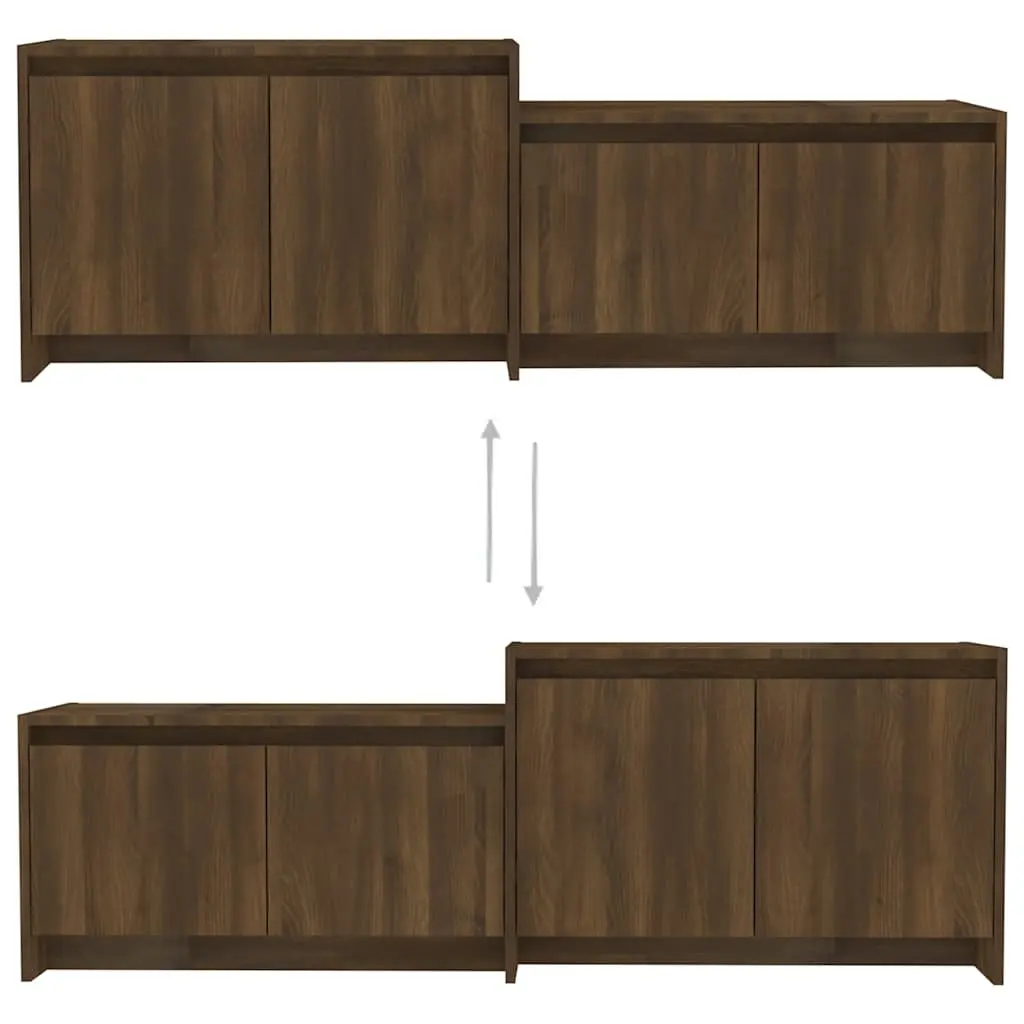 TV Cabinet Living Room 146.5cm Brown Engineered Wood Lowboard Storage Unit with 4 Doors