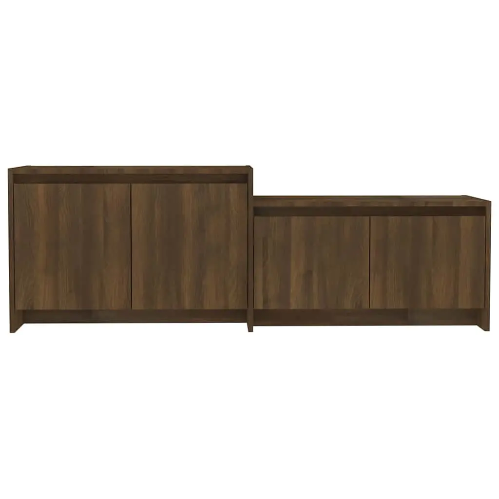 TV Cabinet Living Room 146.5cm Brown Engineered Wood Lowboard Storage Unit with 4 Doors
