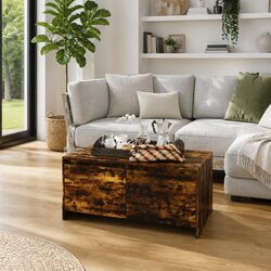 Coffee Table Specs: 90L x 50W x 41.5H cm, Brown Finish