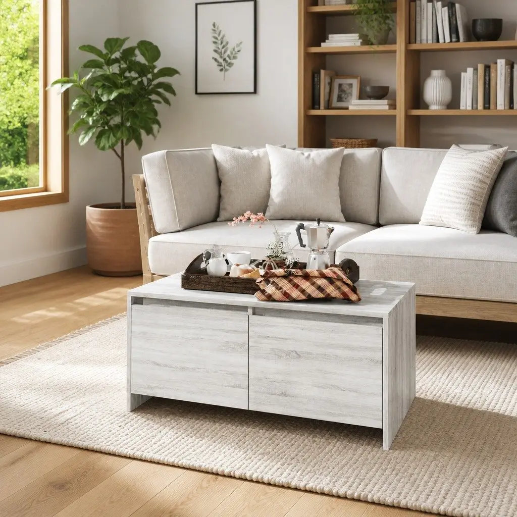 Coffee Table Living Room Grey 90L x 50W x 41.5H cm
