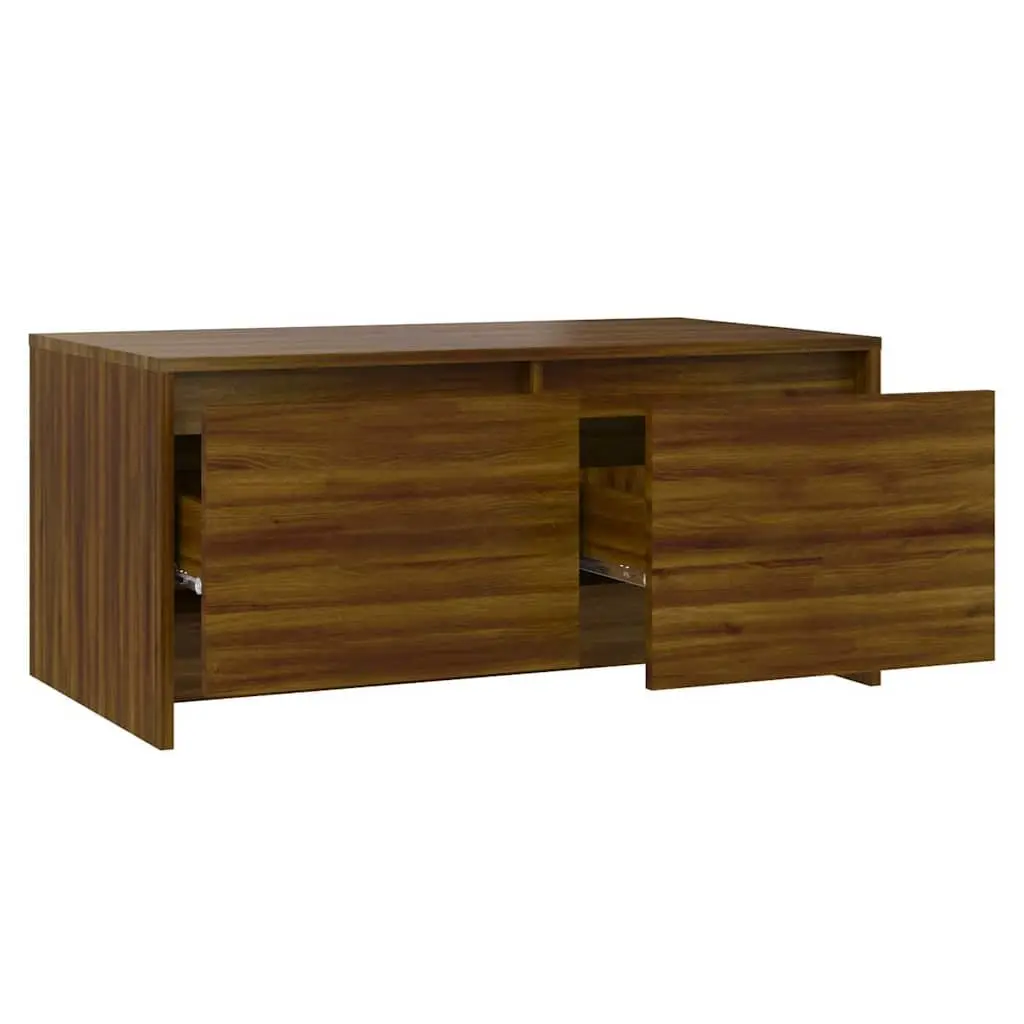 Brown Oak Coffee Table with Drawers