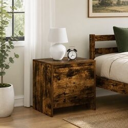 Smoked Oak Bedside Cabinet: 45x34x44.5cm, 2-Piece Set