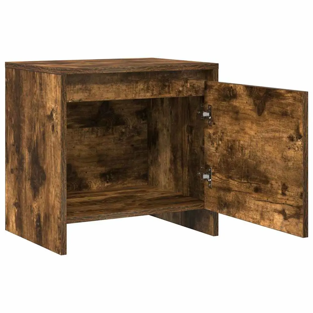 Bedside Cabinet Storage Nightstand 45x34x44.5cm Smoked Oak Engineered Wood 2 Piece