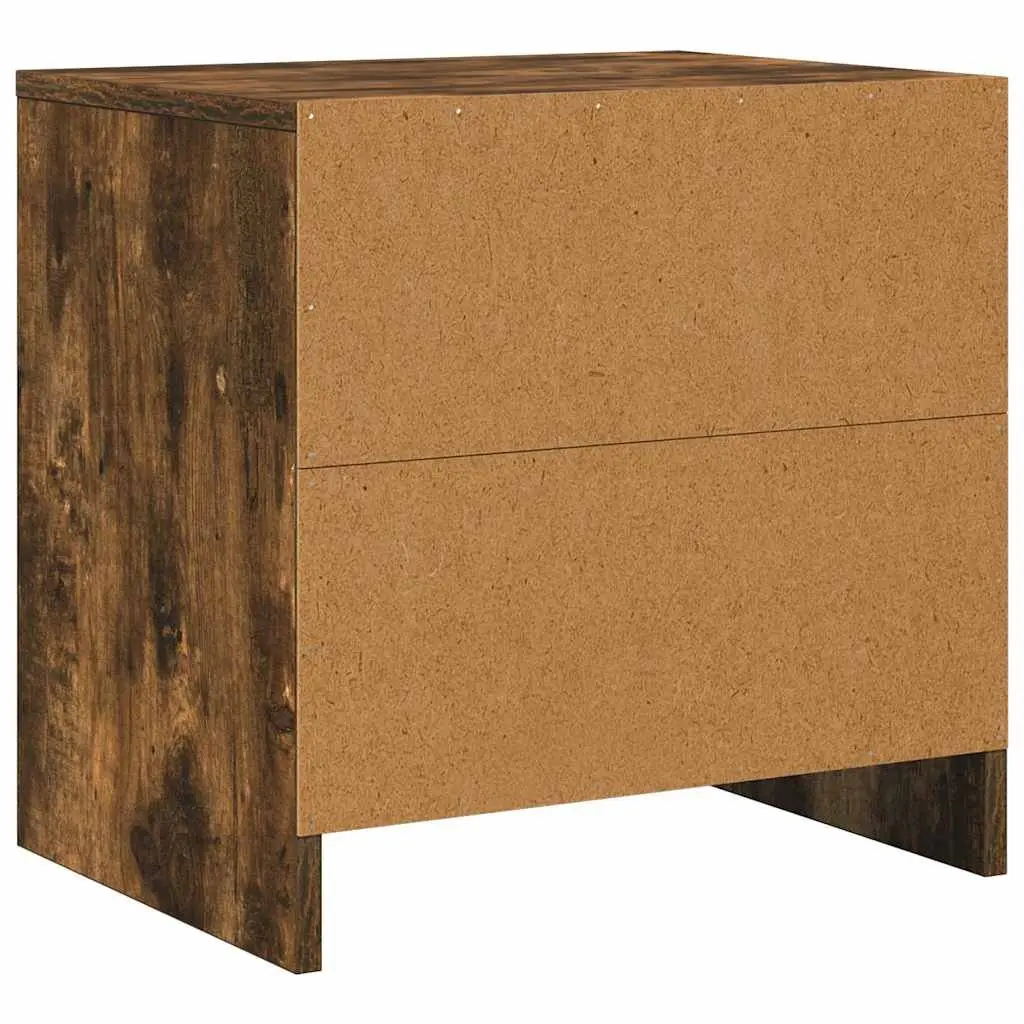 Bedside Cabinet Storage Nightstand 45x34x44.5cm Smoked Oak Engineered Wood 2 Piece