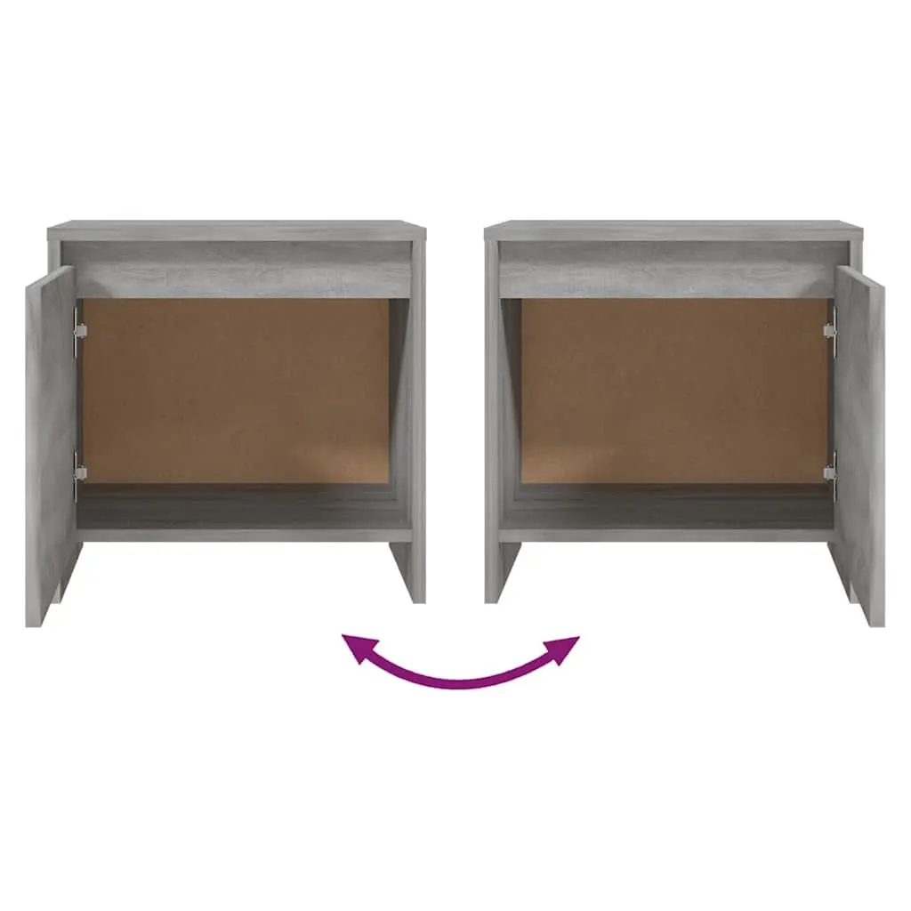 Bedside Cabinets Grey Sonoma 45x34x44.5 cm Nightstand Storage Bedroom Furniture Set of 2