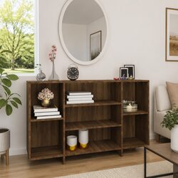 Brown Oak Storage Cabinet: 120x30x75 cm with 4 Shelves