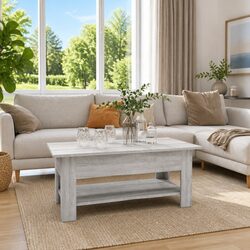 Grey Two-Tier Coffee Table with Dimensions 102L x 55W x 42H cm