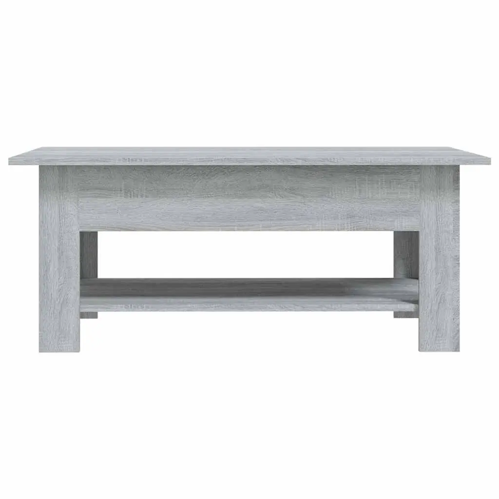 Coffee Table Living Room Two-Tier Grey Accent Table with Storage Shelf