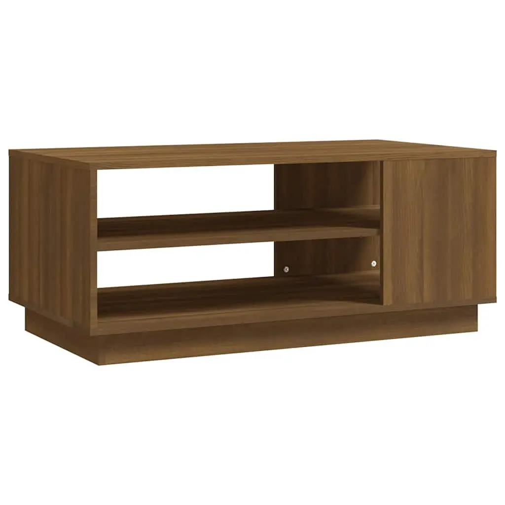 Coffee Table Modern Design Brown Storage Shelves Living Room Accent Furniture