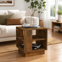 Specifications of Modern Coffee Table: 2 Shelves, Brown Finish