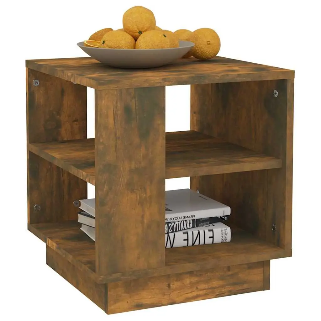 Coffee Table for Living Room with 2 Shelves Brown Engineered Wood 40 x 40 x 43 cm