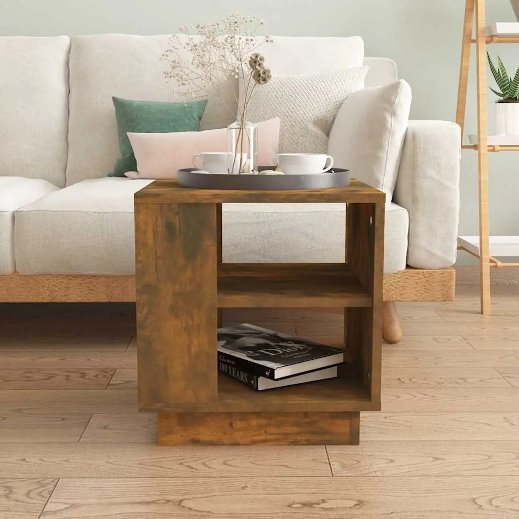 Coffee Table for Living Room with 2 Shelves Brown Engineered Wood 40 x 40 x 43 cm