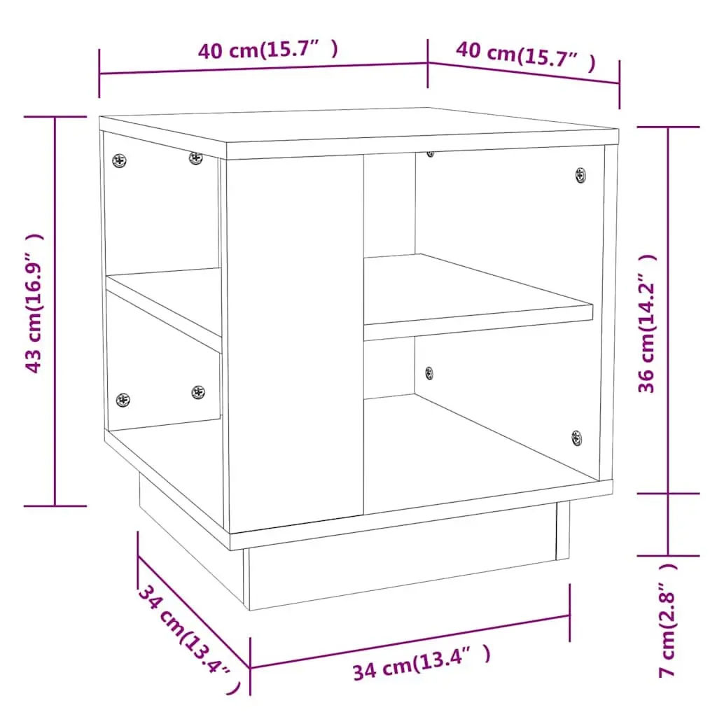 Coffee Table for Living Room with 2 Shelves Brown Engineered Wood 40 x 40 x 43 cm