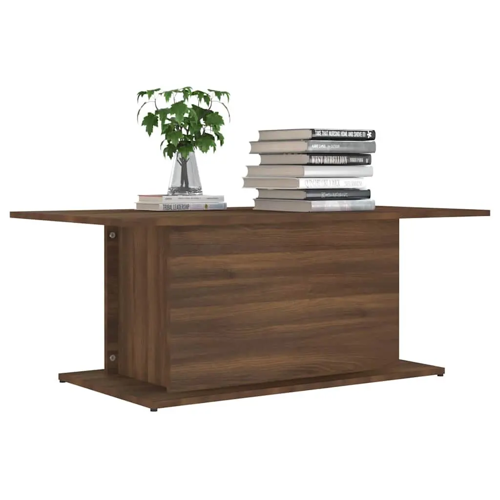 Coffee Table Brown Oak Living Room Accent End Table Engineered Wood Furniture