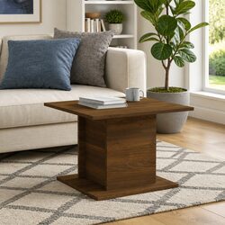 Brown Oak Coffee Table: 55.5 x 55.5 x 40 cm Dimensions