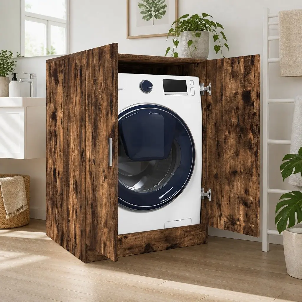 Smoked Oak Bathroom Storage Cabinet 71x71.5x91.5cm