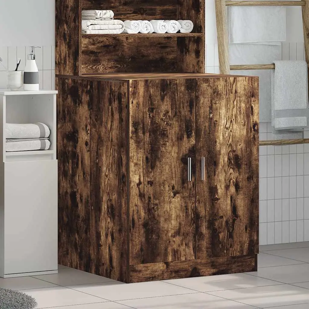 Smoked Oak Bathroom Storage Cabinet 71x71.5x91.5cm for Laundry Organization