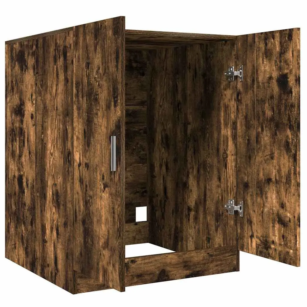 Smoked Oak Bathroom Storage Cabinet 71x71.5x91.5cm for Laundry Organization