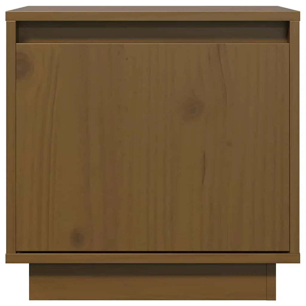 Brown Solid Pine Bedside Cabinets, Set of 2