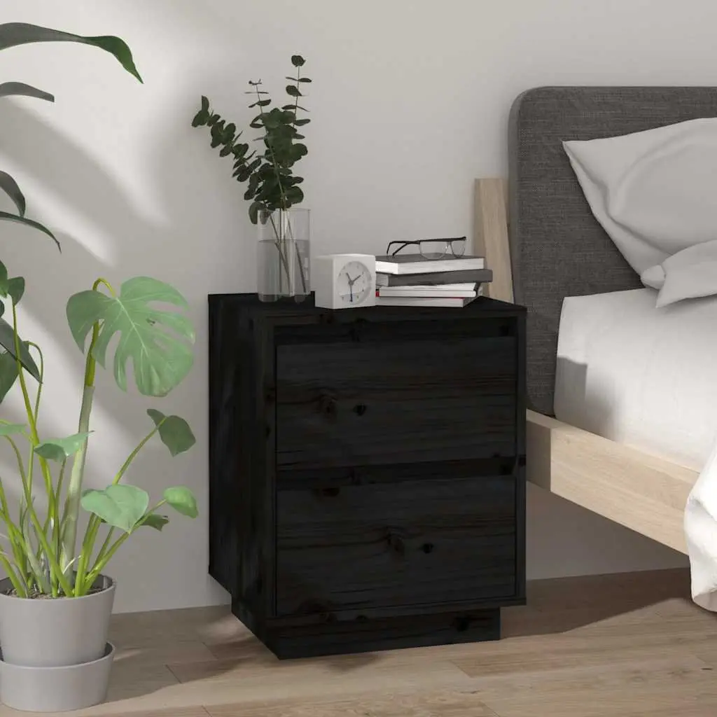 Bedside Cabinets 2 pcs Black Storage Side Tables Modern Bedroom Furniture