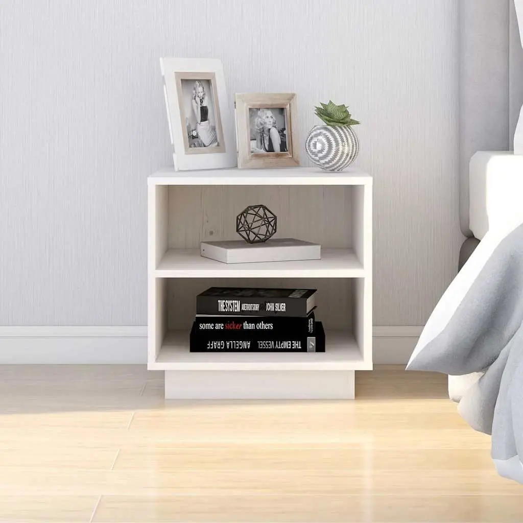 Wooden Bedside Cabinets Set of 2 White 40x34x40 cm Storage Tables for Bedroom