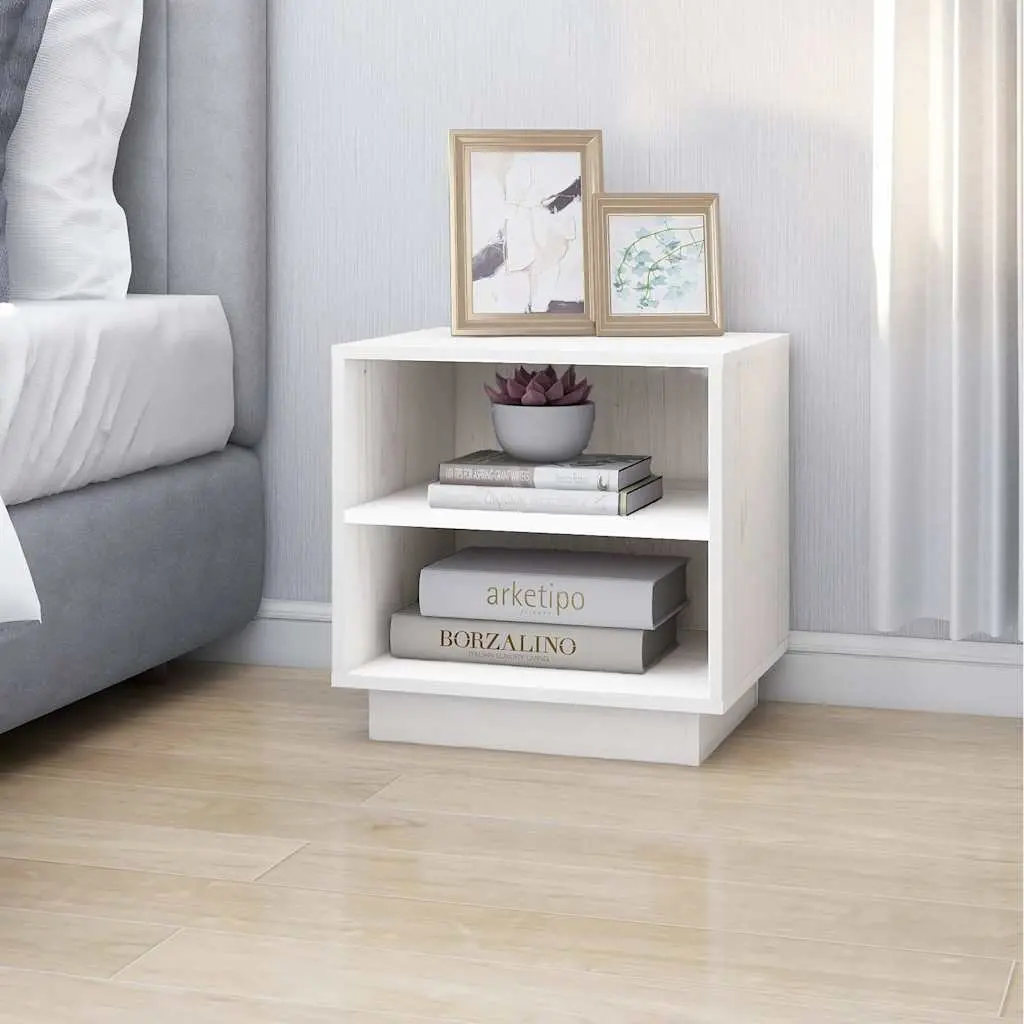 Wooden Bedside Cabinets Set of 2 White 40x34x40 cm Storage Tables for Bedroom