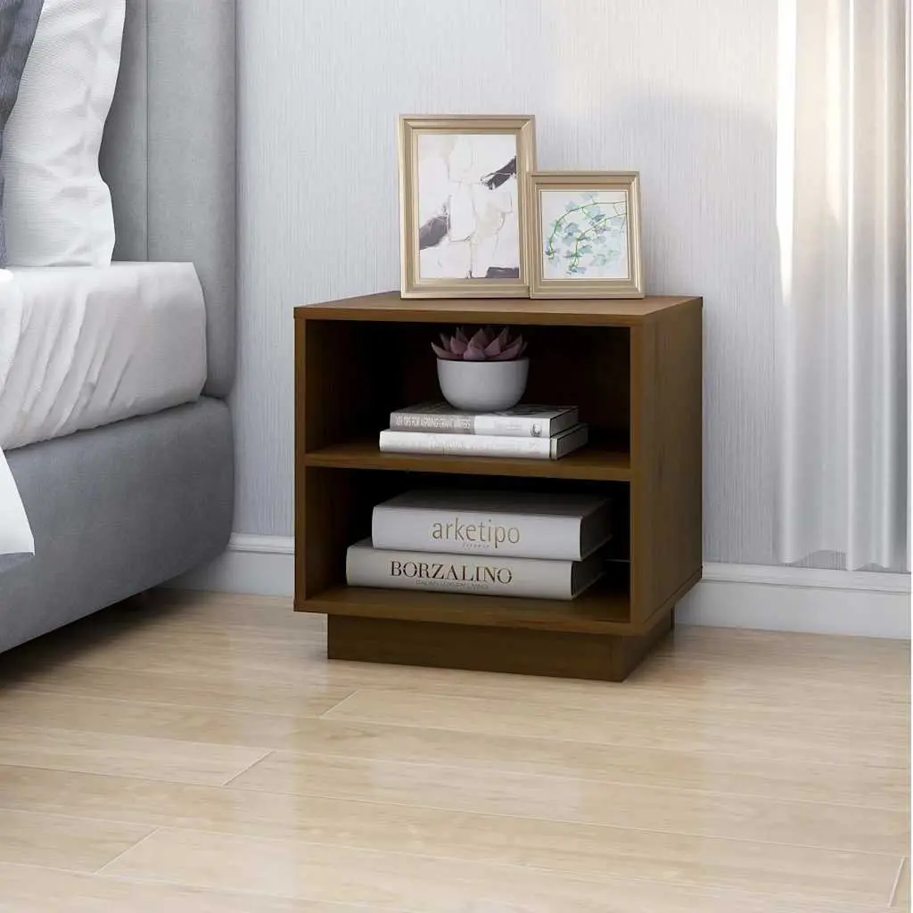 Wooden Bedside Cabinet Storage Organizer for Bedroom 40 x 34 x 40 cm Brown