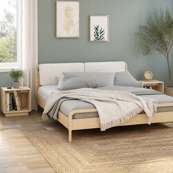 Brown Bedside Cabinets Set: 2 Pieces, Solid Pinewood
