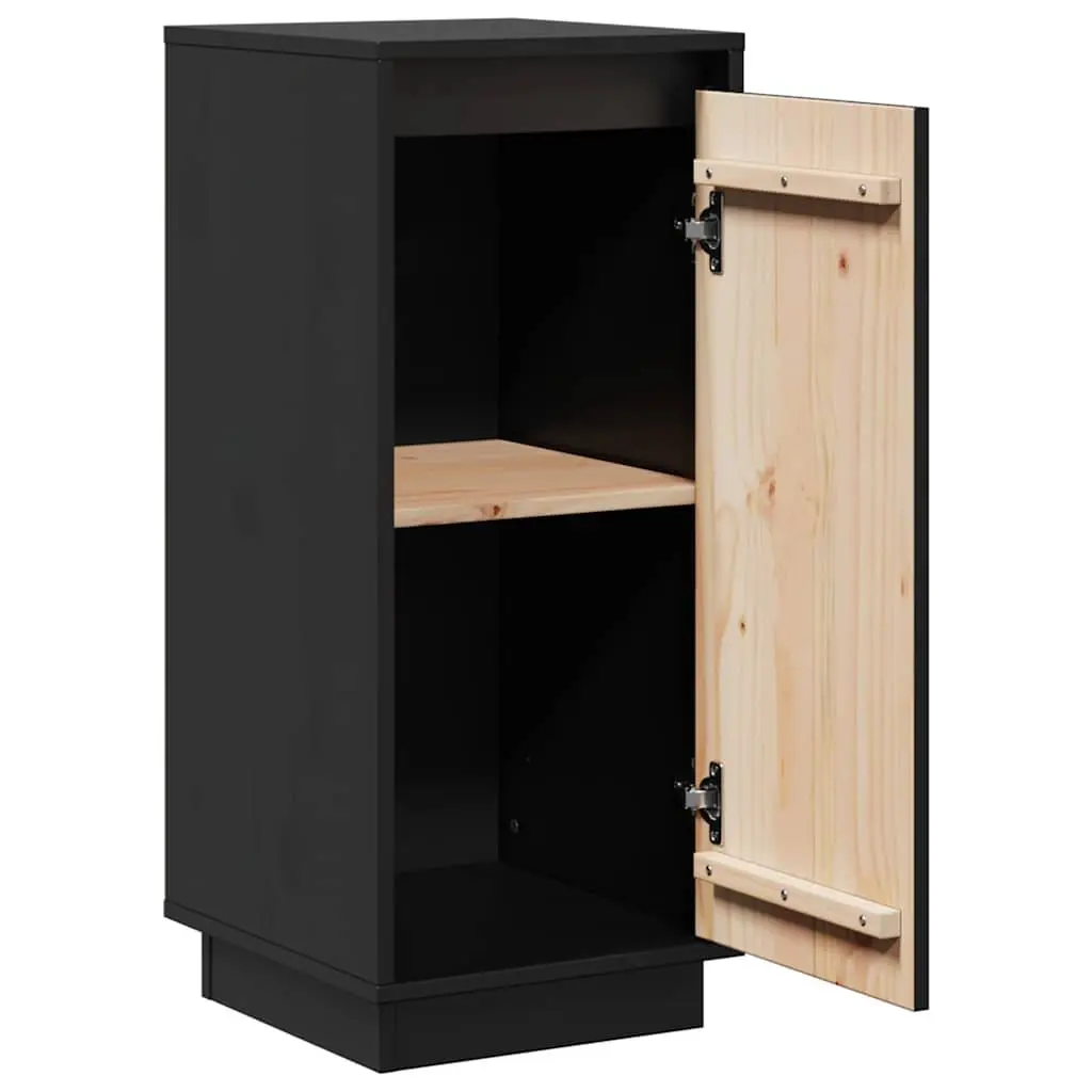 Sideboard Cabinet Black Solid Wood Storage Living Room 31.5x34x75cm