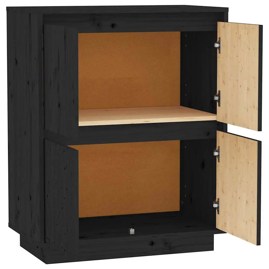 Wooden Sideboard Storage Cabinet for Home 60W x 34D x 75H cm Black 4 Doors