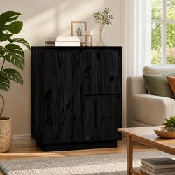 Black 3-Door Sideboard Cabinet – 60x34x75cm Dimensions