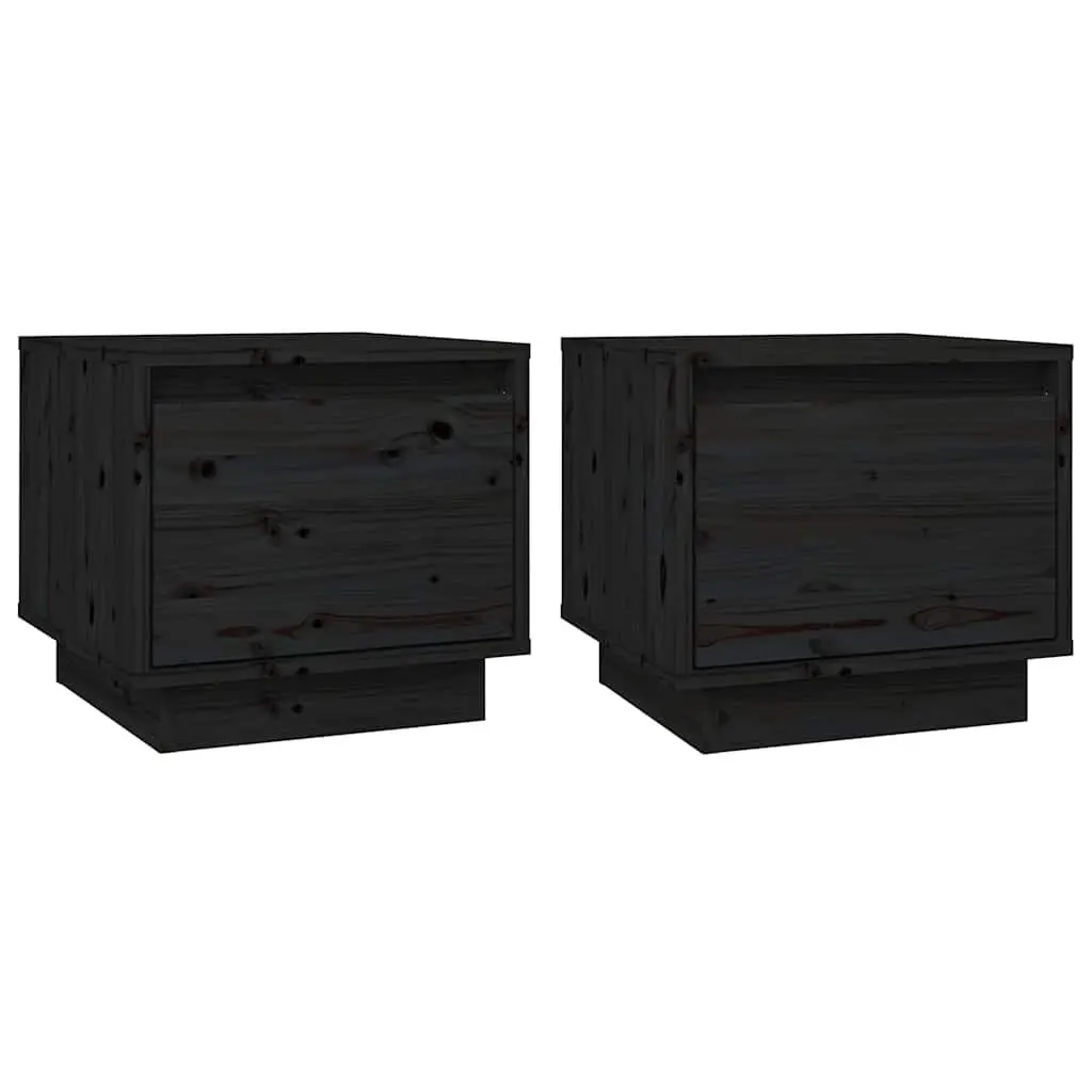 Bedside Cabinets for Bedroom 35x34x32 cm Black 2 Piece Storage Side Tables Nightstand