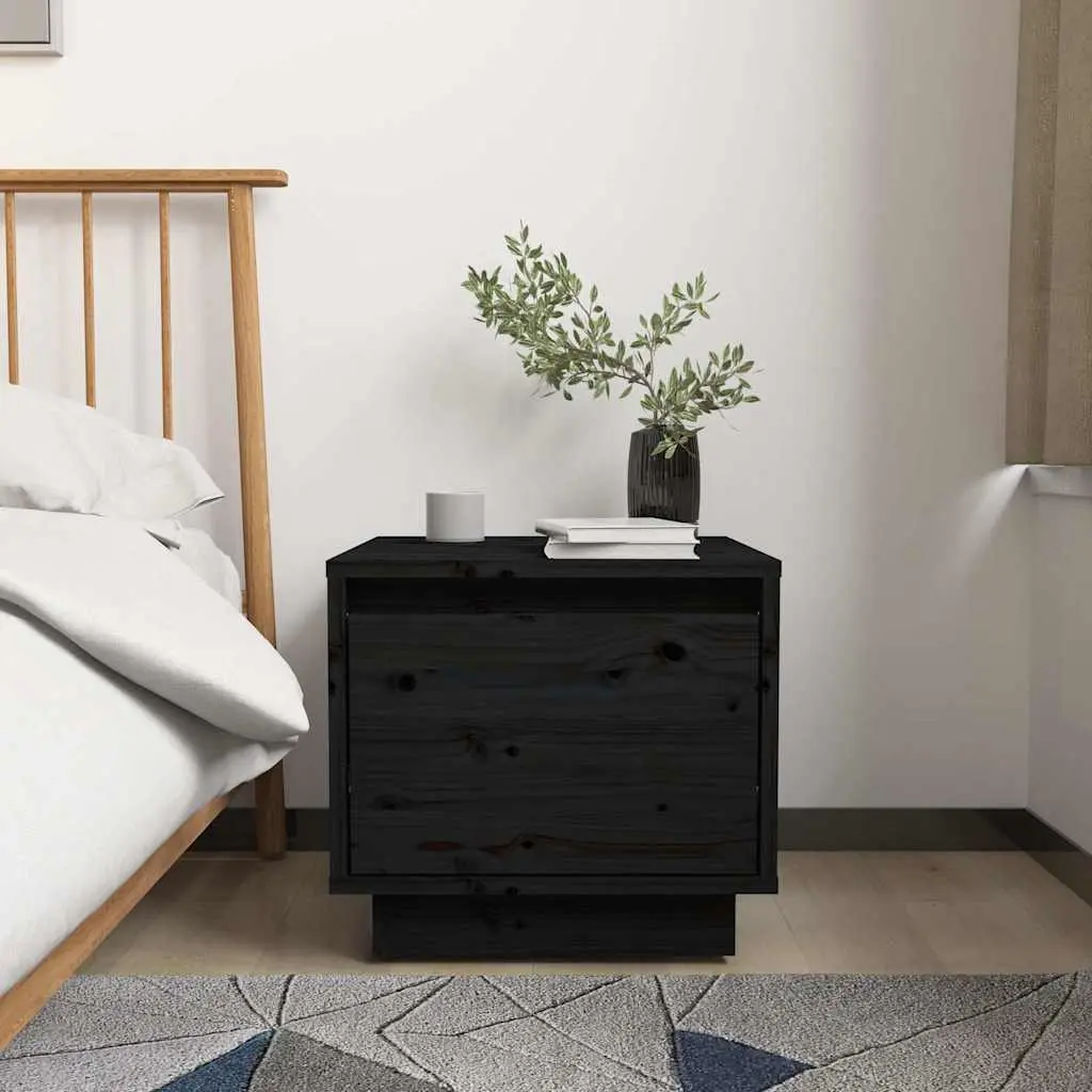 Bedside Cabinets for Bedroom 35x34x32 cm Black 2 Piece Storage Side Tables Nightstand