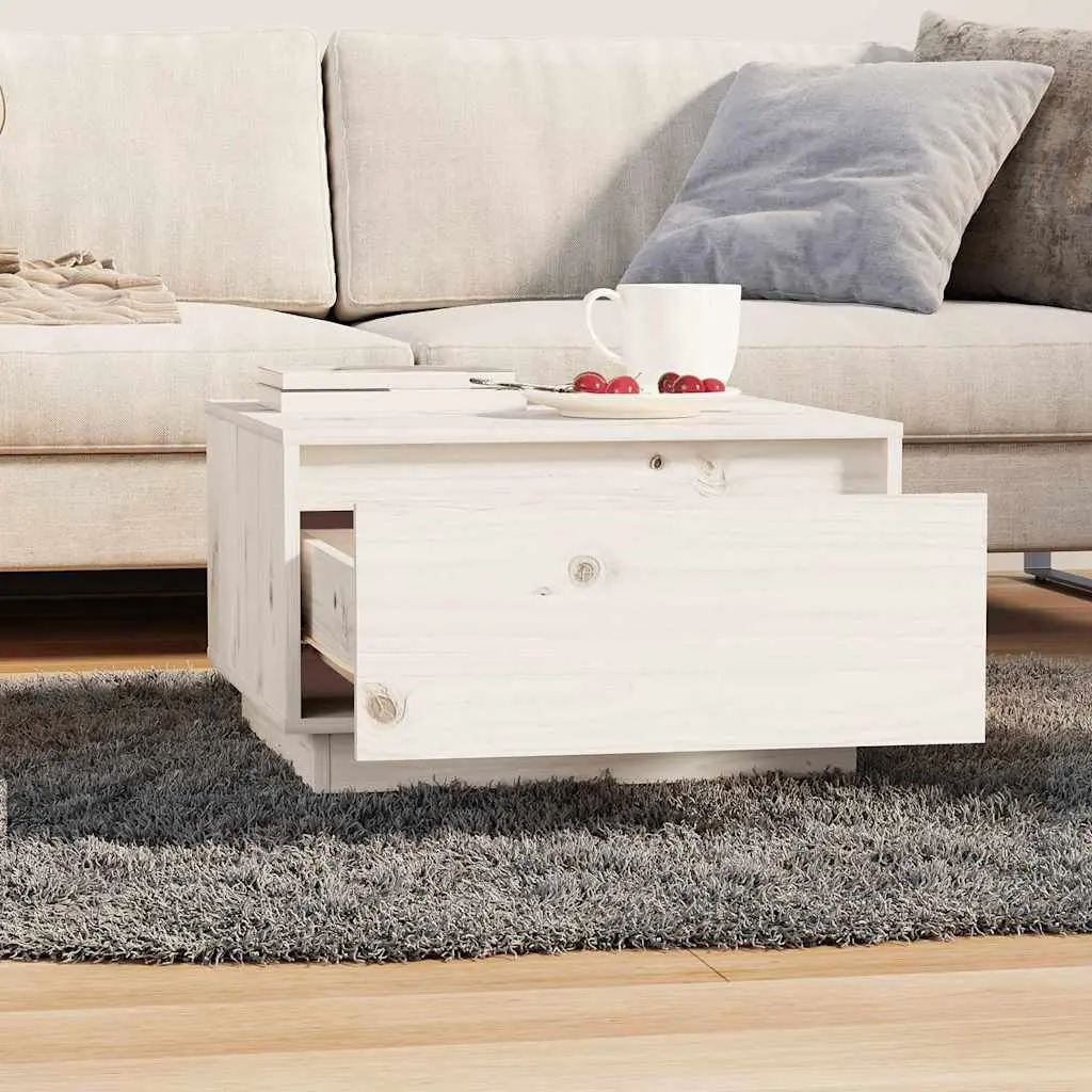 Coffee Table Living Room White Wooden Storage Drawer 55 x 56 x 32 cm
