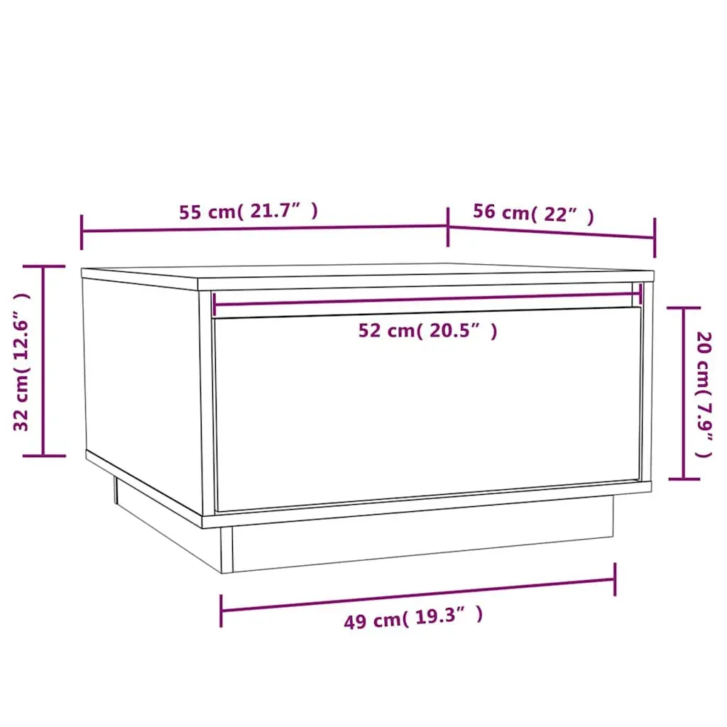 Coffee Table Living Room White Wooden Storage Drawer 55 x 56 x 32 cm