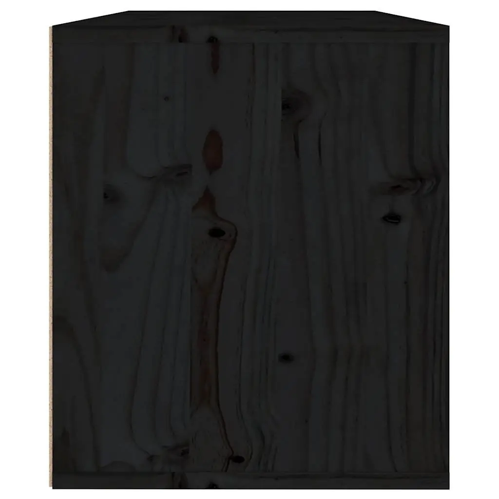 Black Wall Cabinet 60x30x35 cm Solid Pinewood
