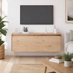 Wall Cabinet 100x30x35 cm Solid Wood Pine Brown Floating Hanging Storage Shelf