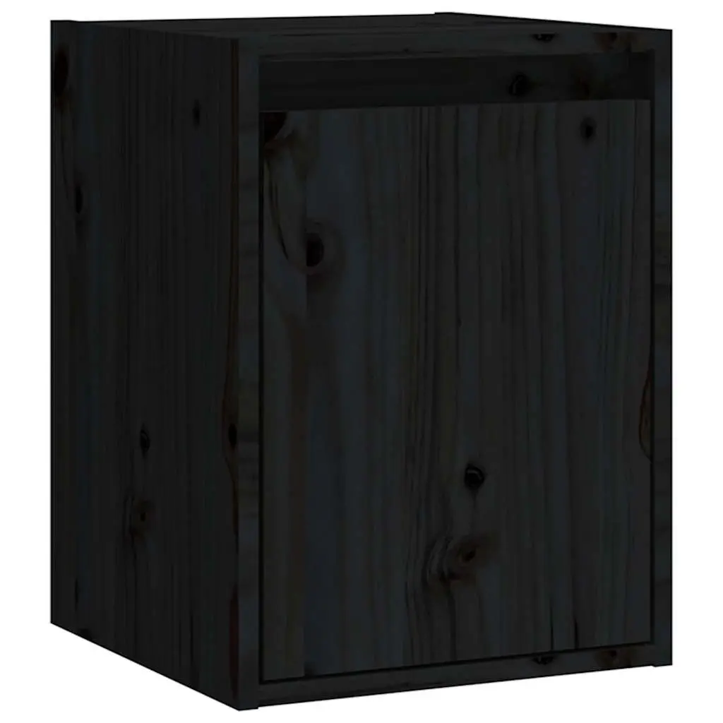 Wall Cabinet 2pcs Black 30x30x40 cm Solid Wood Floating Shelving Storage Unit