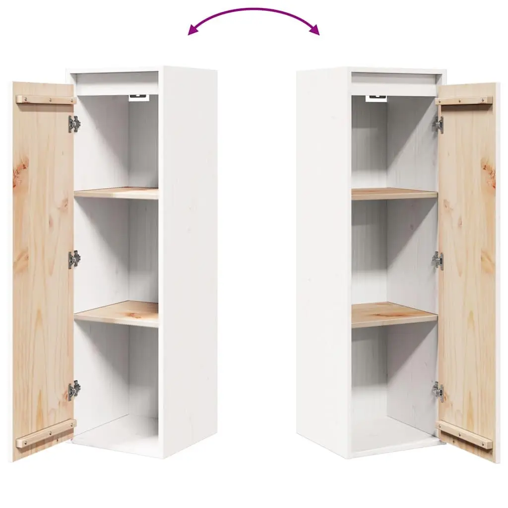 Wall Cabinet White 30x30x100 cm Hanging Storage Shelving Unit Solid Wood