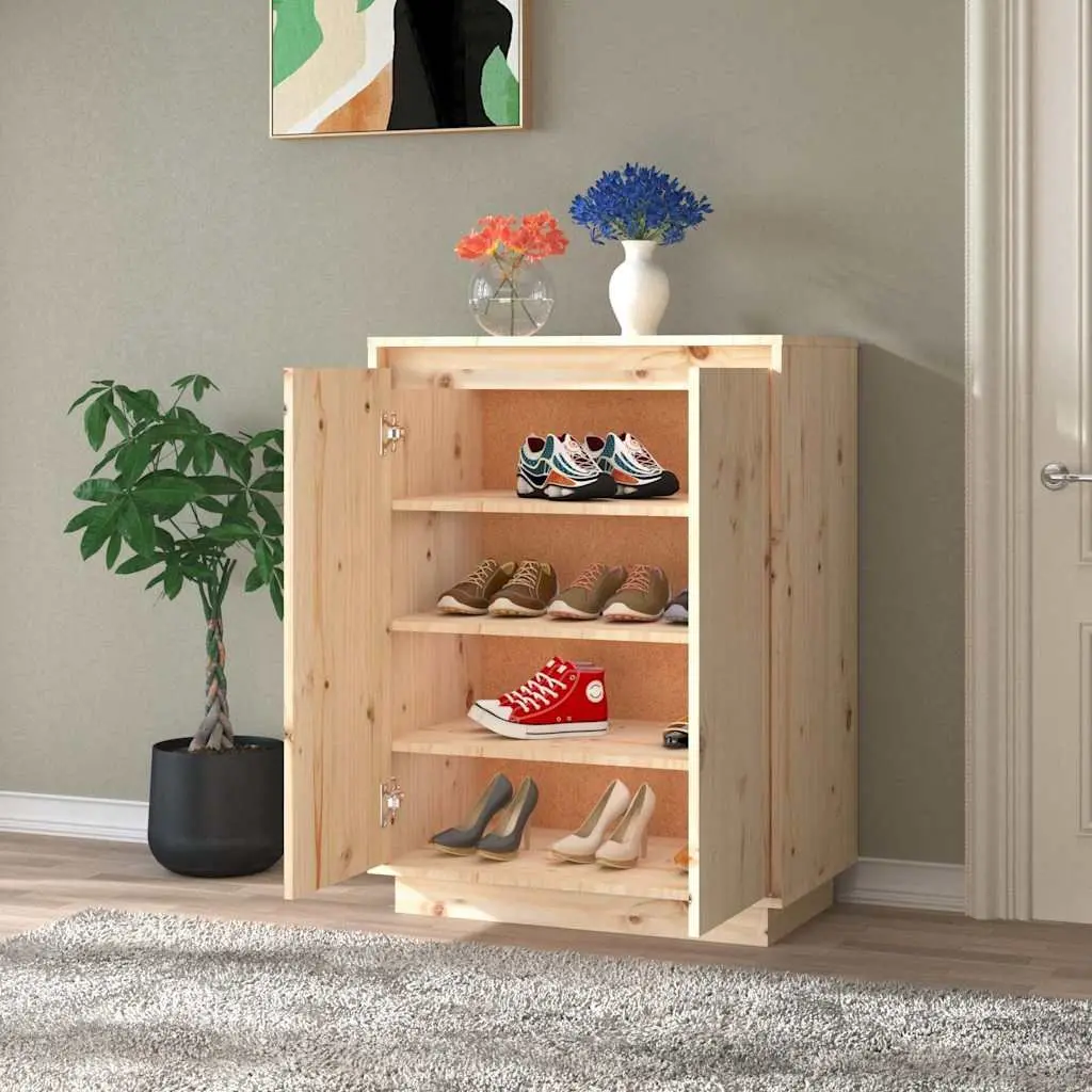 Shoe Cabinet Storage Organizer Brown Wooden Footwear Rack Display Stand