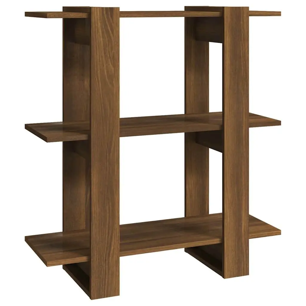 Brown Oak Room Divider Bookshelf 80cm Storage Organizer for Living Space