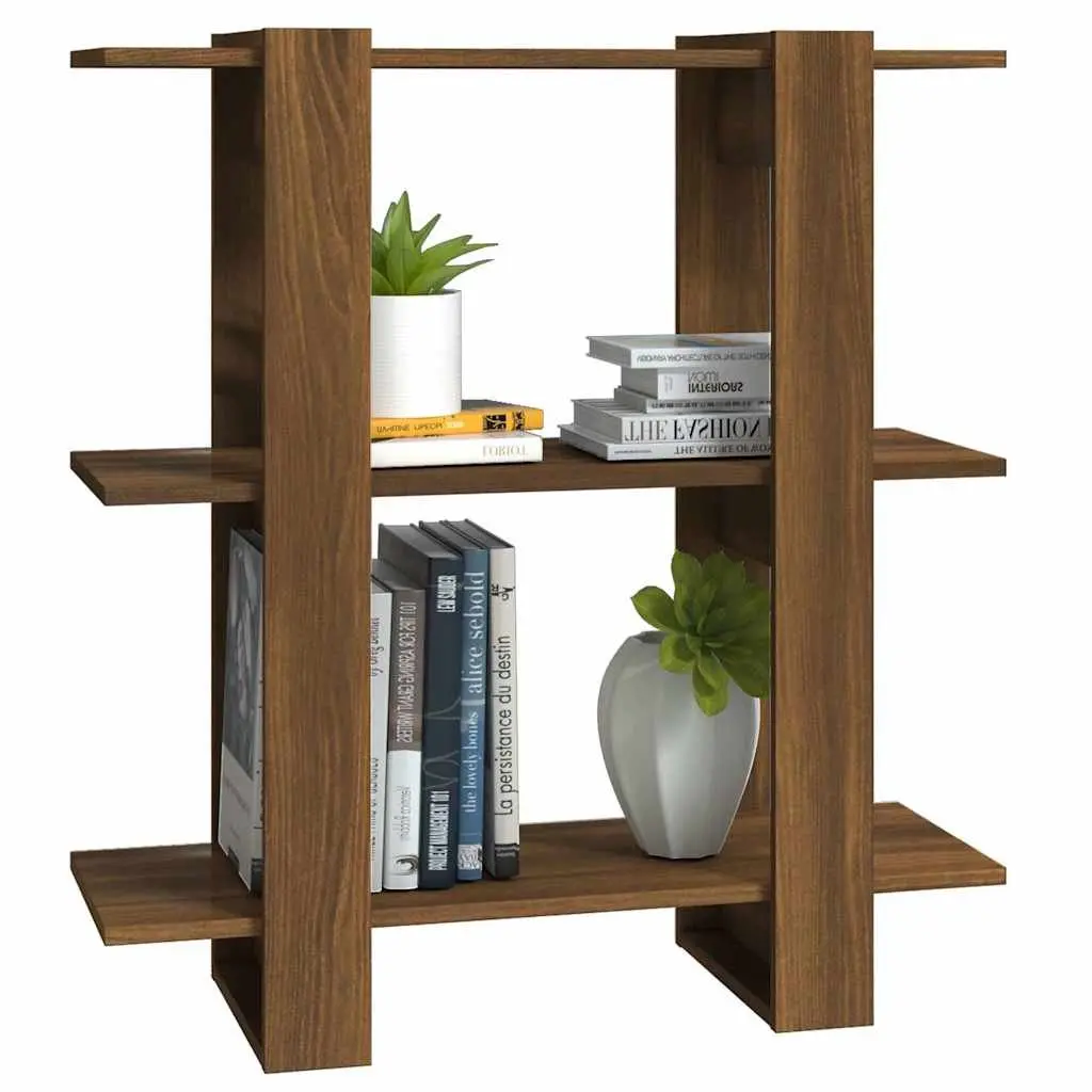 Brown Oak Room Divider Bookshelf 80cm Storage Organizer for Living Space