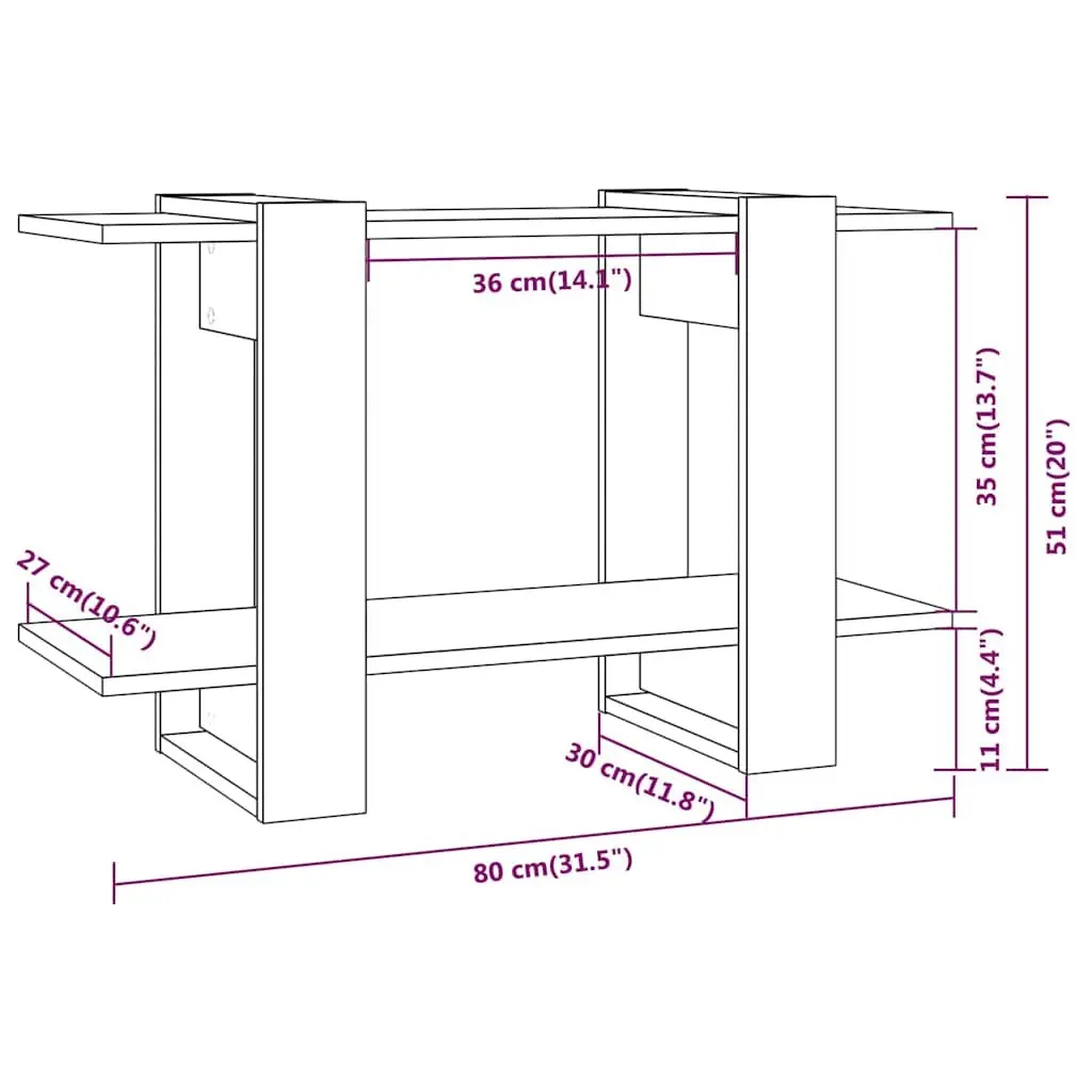 Storage Bookshelf Room Divider Grey Sonoma Oak Display Unit 80W x 30D x 51H cm
